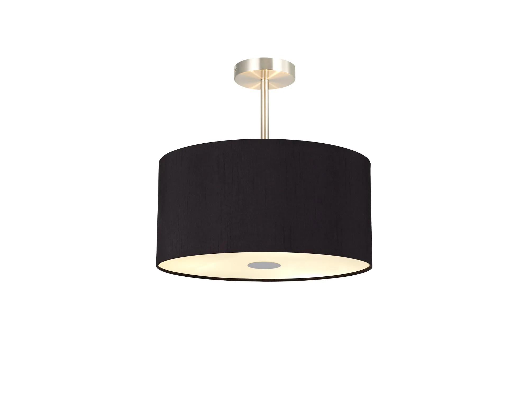 Baymont 40cm Semi Flush 3 Light Satin Nickel, Midnight Black/Green Olive, Frosted Diffuser
